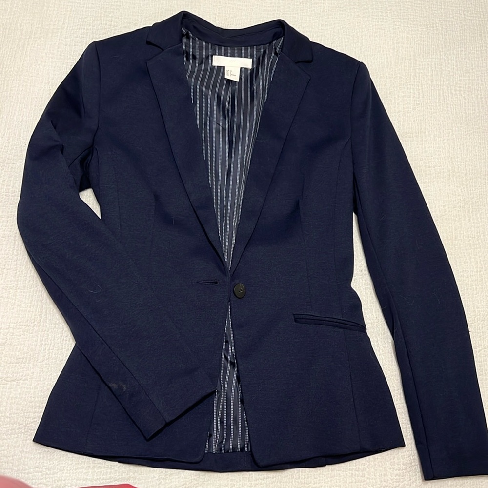 H&M Dark Blue Blazer with Pinstripe Lining